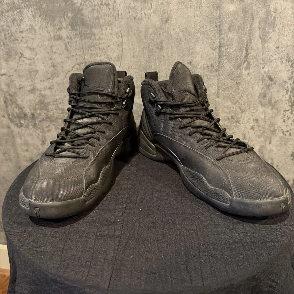 Jordan 12 Retro Winterized 'Triple Black' (reflective, NOT DUST) - Men's Size 15 - Picture 2 of 5